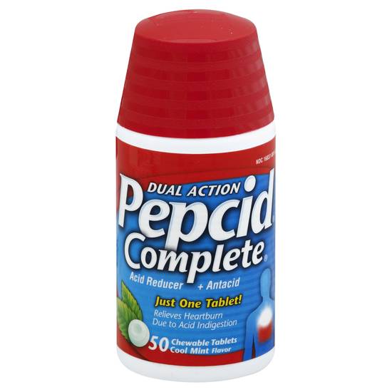 Pepcid Mint Acid Reducer + Antacid Chewable Tablets (50 ct)