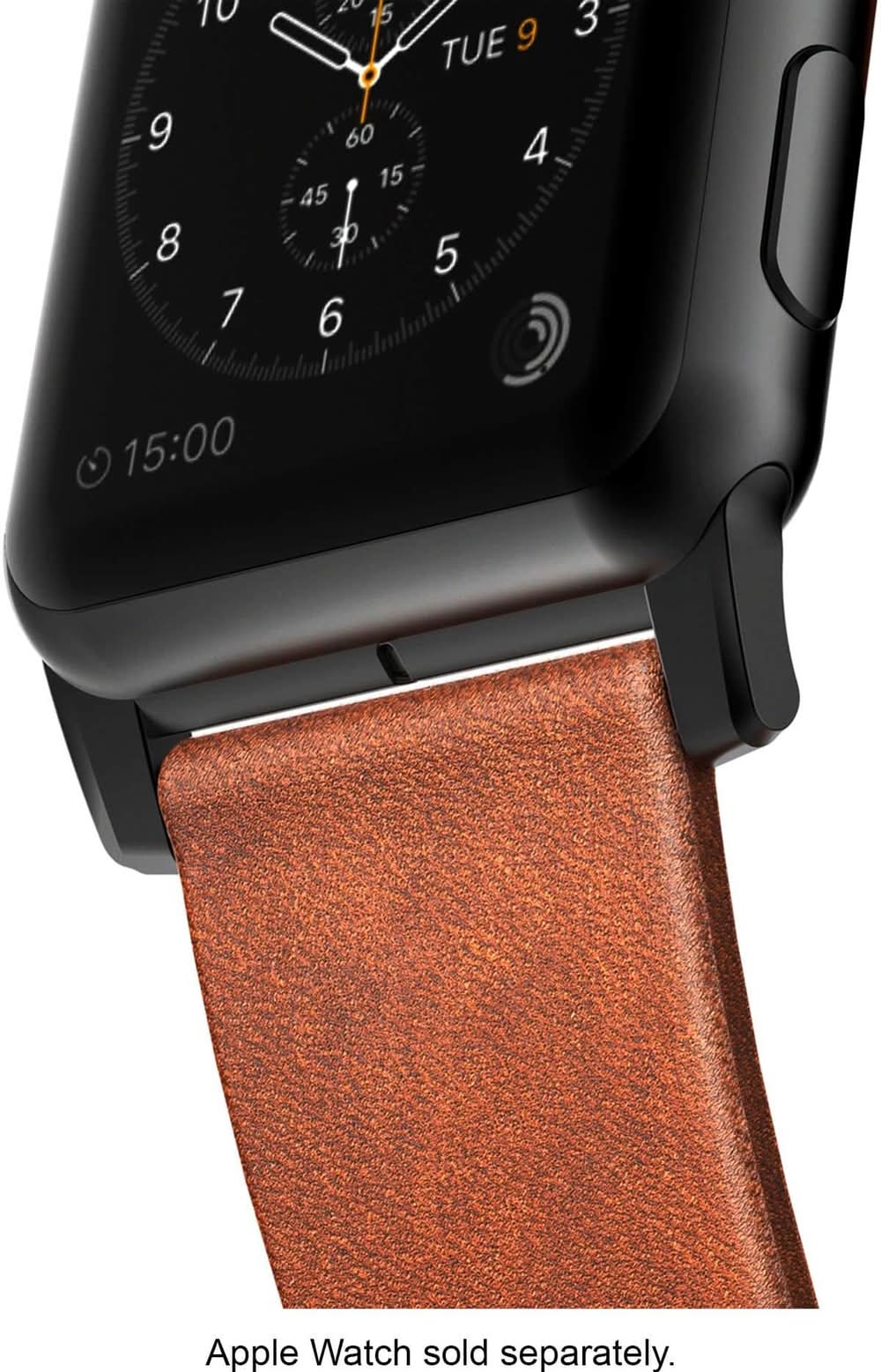 Nomad - Modern Leather Watch Strap for Apple Watch 42mm and 44mm - Brown with black lugs
