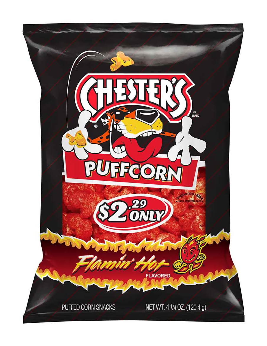 Chester's Flamin' Hot Flavored Puffcorn 4.25 Oz