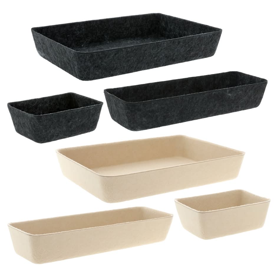 Jot Felt Desk Trays, Assorted Colors And Sizes, 3-pc Pack.