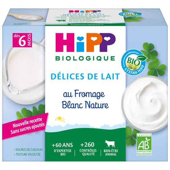 Hipp - Dessert bébé fromage blanc nature bio dès 6 mois