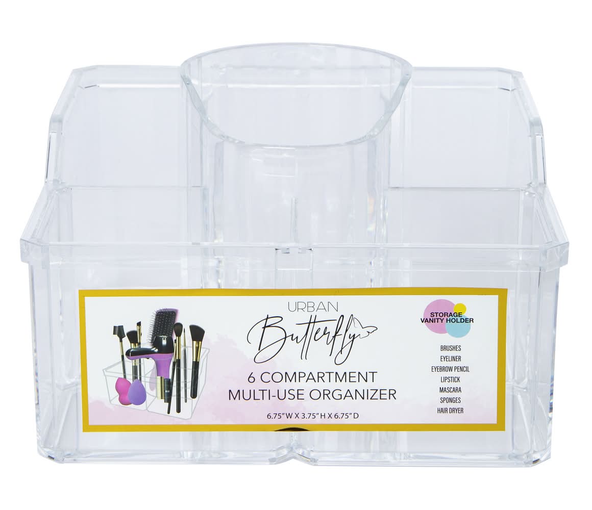 Clear 6-Compartment Multipurpose Organizer 6.75in x 3.75in