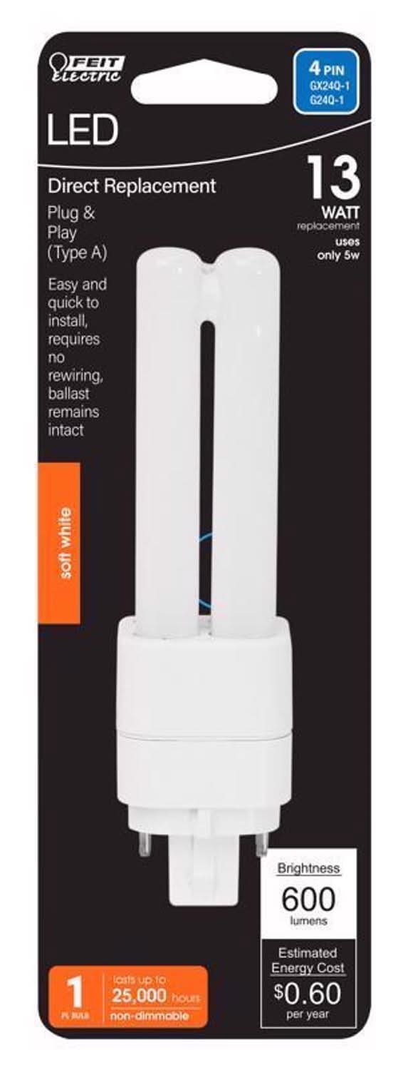 Feit Pl Gx24Q-1 4 Pin Led Tube Light Soft White 13 Watt Equivalence 1 Pk