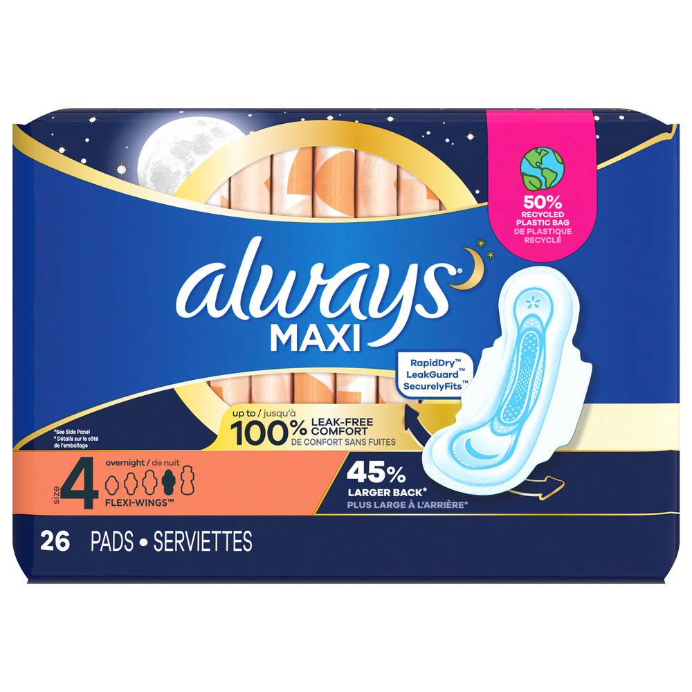 Always Maxi Overnight Size 4 Flexi-Wings Pads