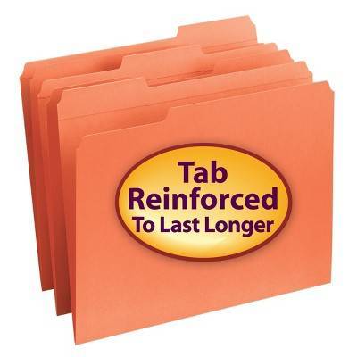 Smead File Folder, Reinforced 1/3-Cut Tab, Letter Size, Orange, 100 per Box (12534)