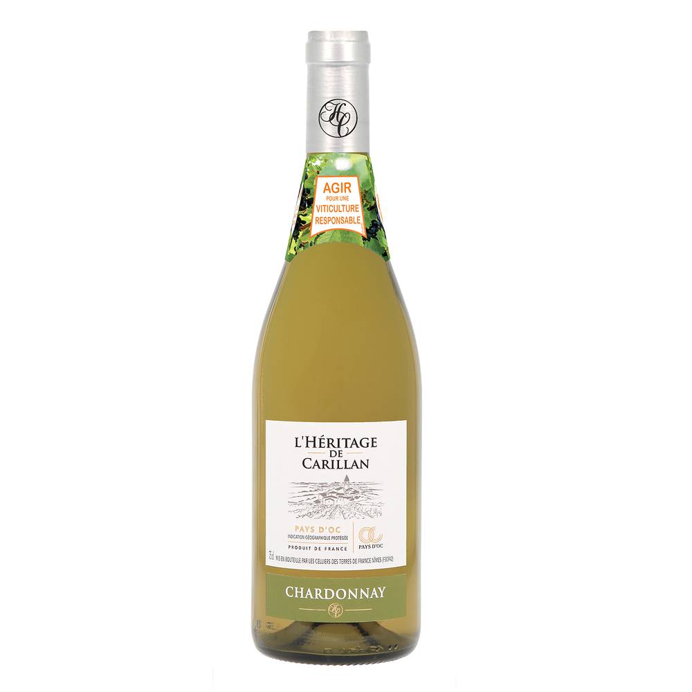L'héritage de Carillan - Vin blanc chardonnay IGP pays d'oc  (750 ml)