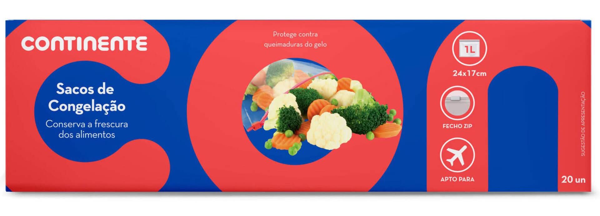 Sacos para Congelar com Zip 1lt Continente (emb. 20 un)