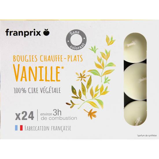 Bougies chauffe-plats, vanille franprix x24