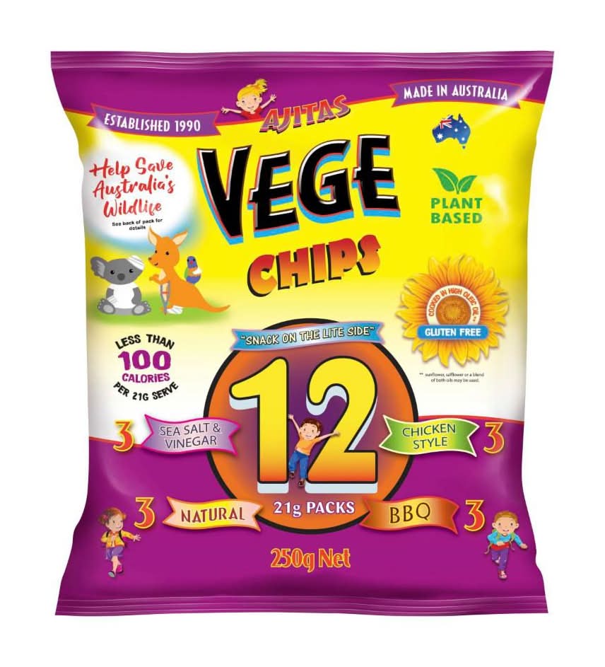 Vege Chips Gluten Free Snacks, Assorted (250g, 12 pack)