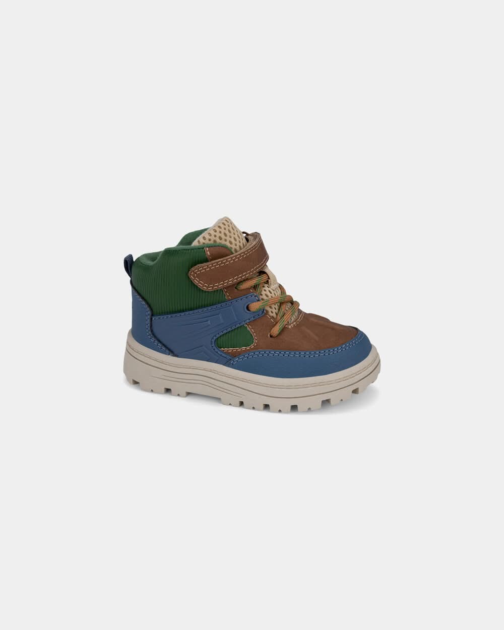Toddler Boy Color Block High Top Boots - Blue/Brown/Green - 5