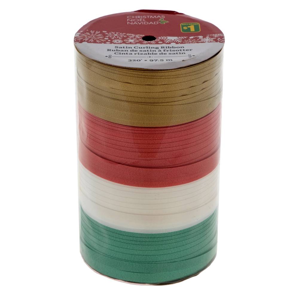 Dollarama Curling Ribbons on Cardboard Roll, Gold, Red, White and Green