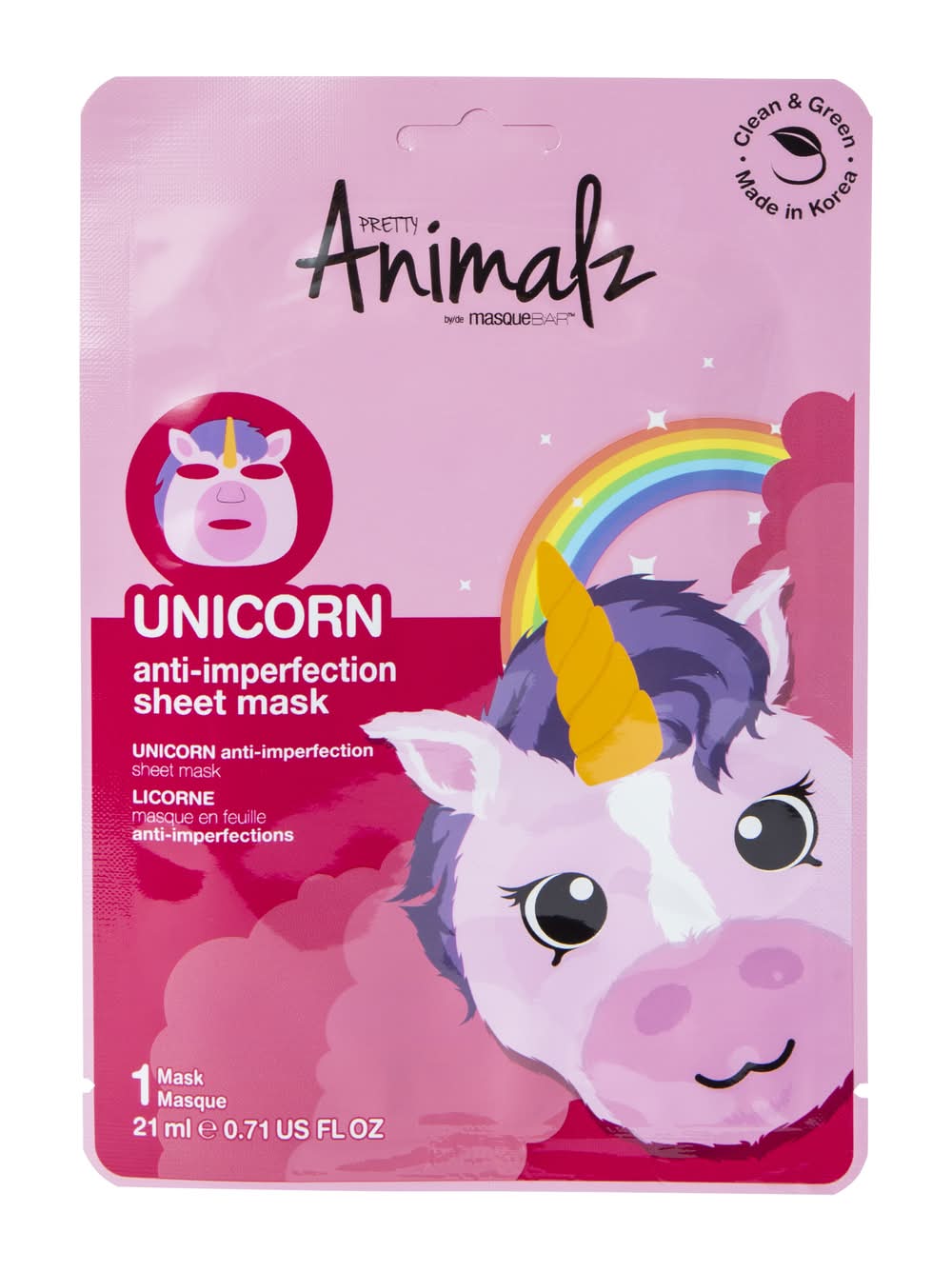 Masque Bar™ Pretty Animalz Unicorn Anti-Imperfection Sheet Mask 0.71oz