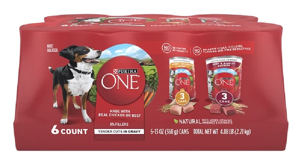 Purina ONE Adult Chicken and Beef Variety Pack Dog Food 5.71-lb 6 -Pack