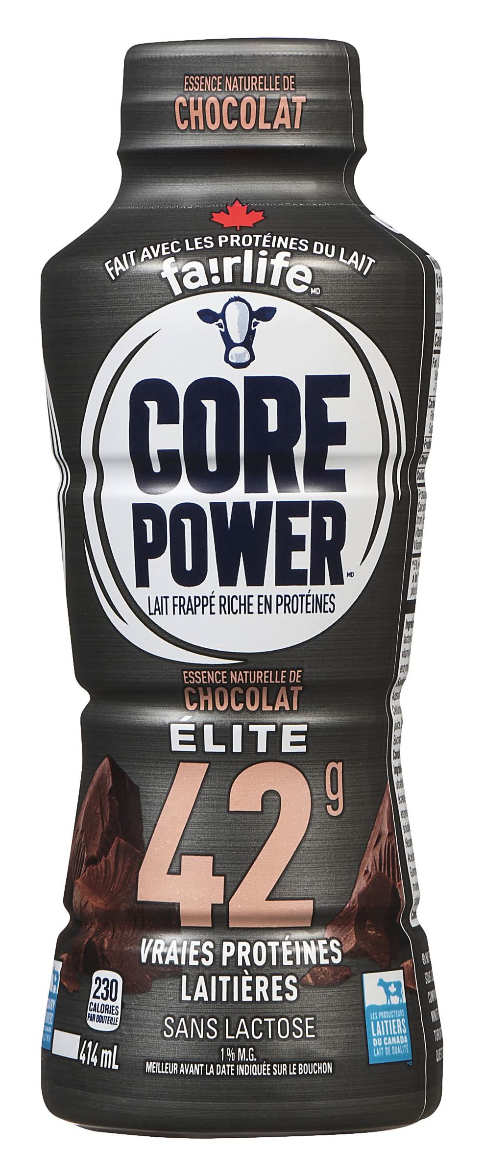 Core power boisson frappée au lait riche en protéines - high protein milk shake, elite chocolat (414ml)