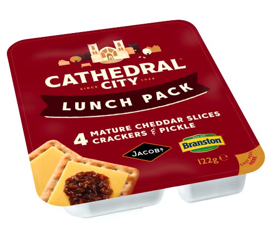 Cathedral City Mature Cheddar Slices Crackers & Pickle (4 pack)