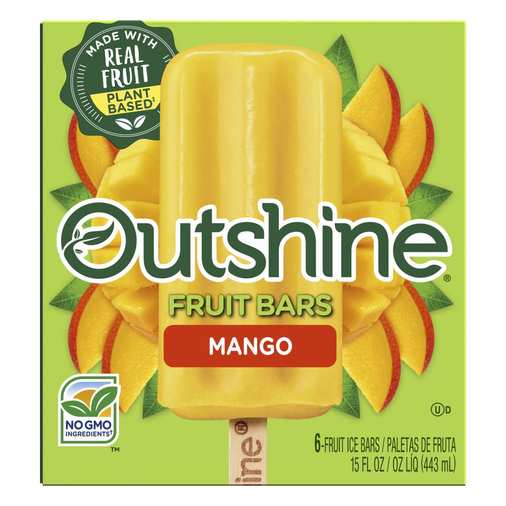Outshine Flavored Fruit Ice Bars, Mango (15 fl oz, 6 ct)