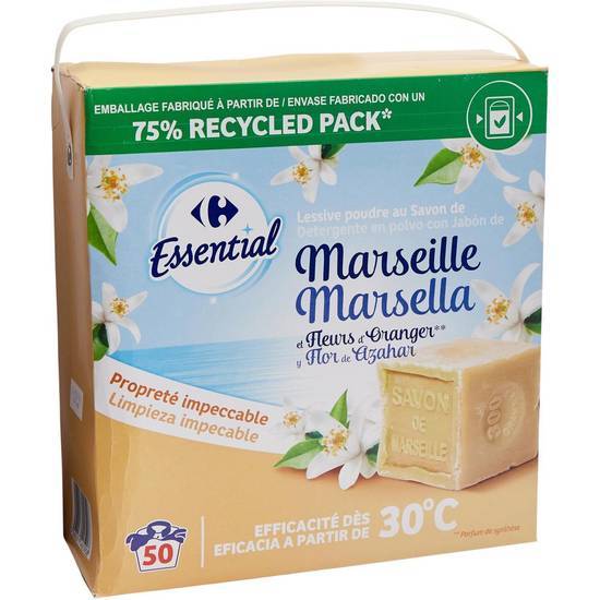 Carrefour Essential - Lessive en poudre Marseille oranger 50 lavages
