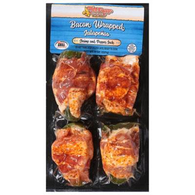 Big Easy Foods Bacon Wrapped Jalapeno Halves Stuffed With Shrimp & Pepper Jack Cheese 8 Oz - 8 OZ