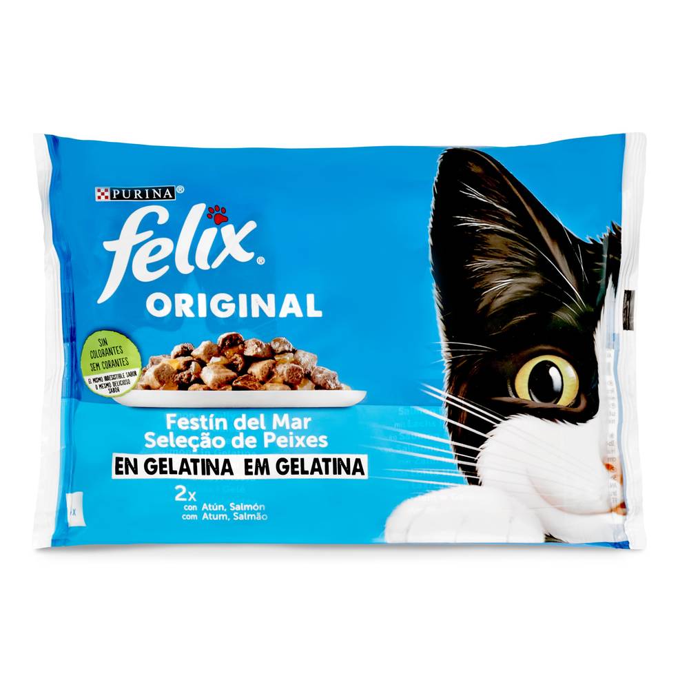 Alimento Para Gatos En Gelatina Sabor Pescado Felix Bolsa 340 G