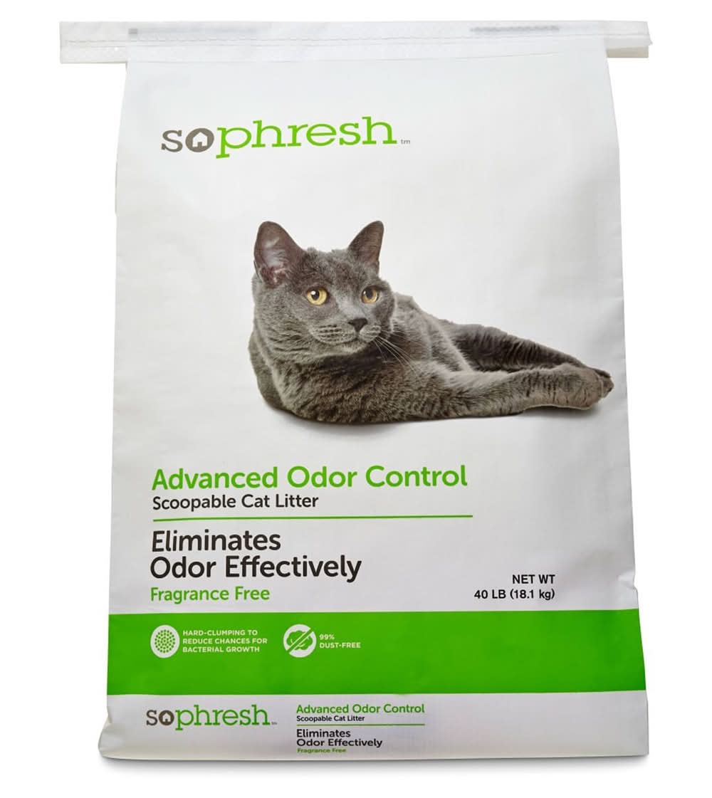 Sophresh · Advanced odor control arena aglutinante sin fragancia para gatos (18,1 kg)