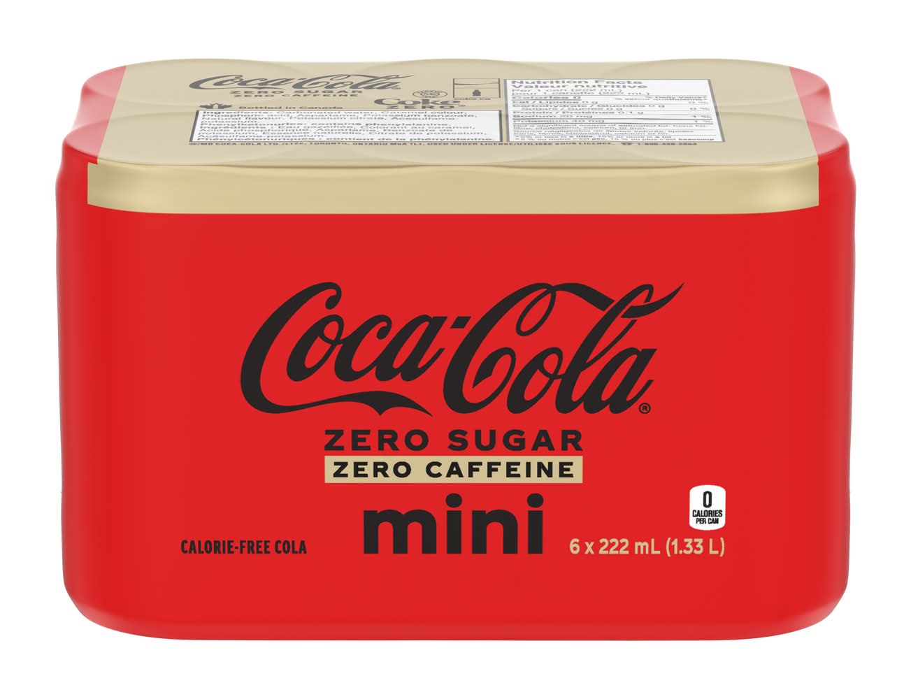 Coca-Cola Mini Zero Sugar & Caffeine Soda (6 x 222 ml)