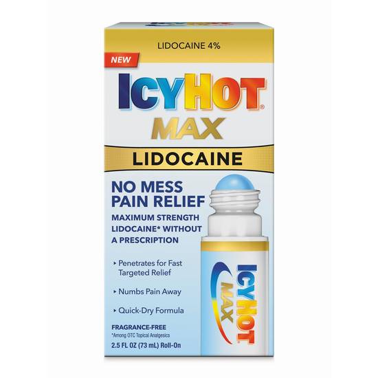 Icy Hot Max Lidocaine Pain Relieving Cream, No Mess Applicator, 2.5 OZ