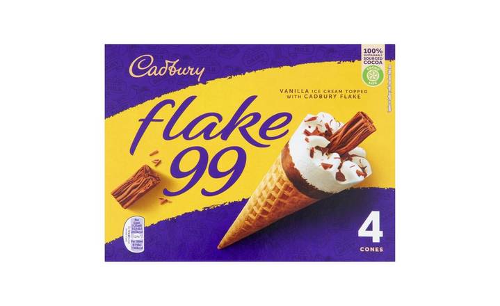 Cadbury Flake 99 Ice Cream Cones 4 x 125ml (362793)