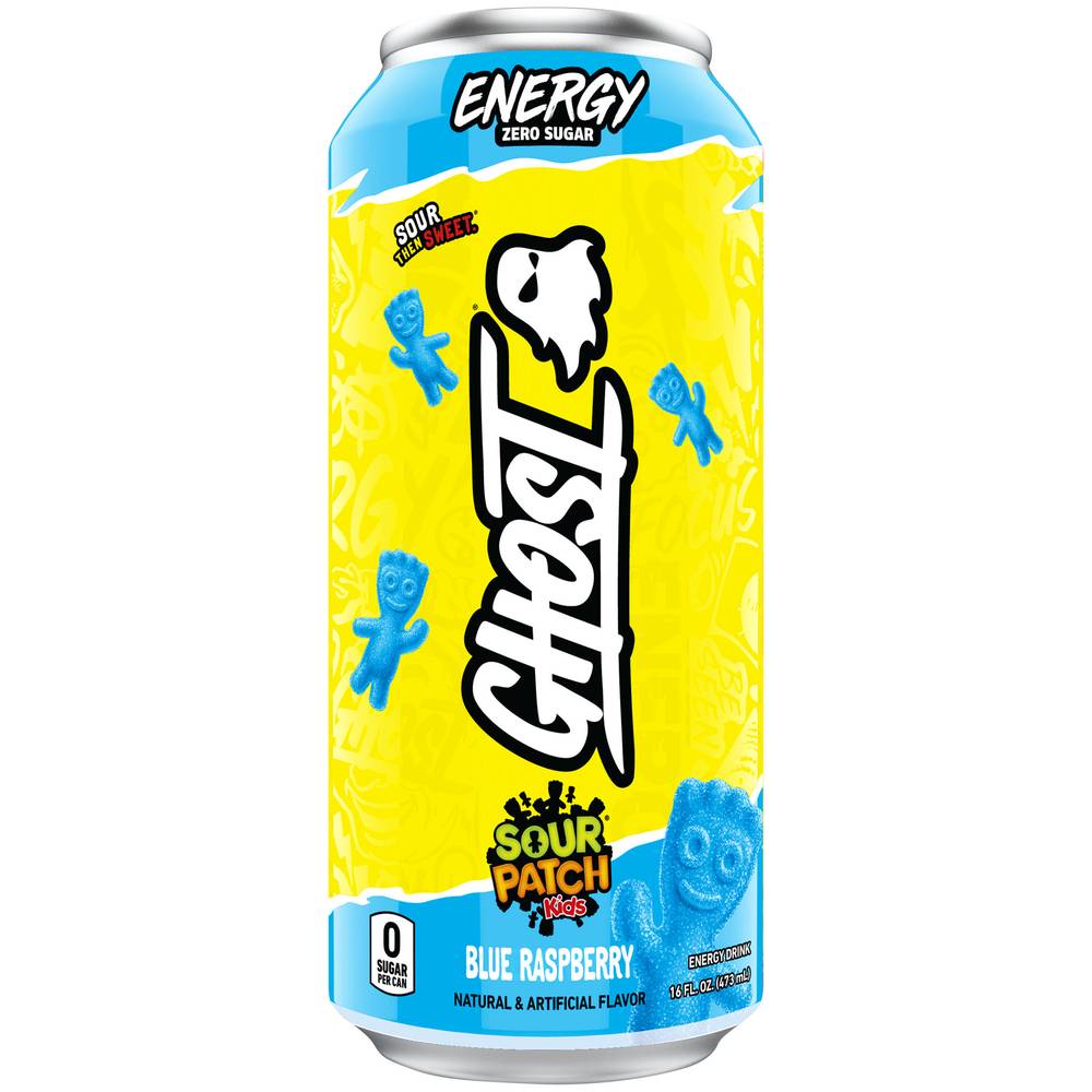 Ghost Zero Sugar Sour Patch Kids Energy Drink (16 fl oz) (blue raspberry)