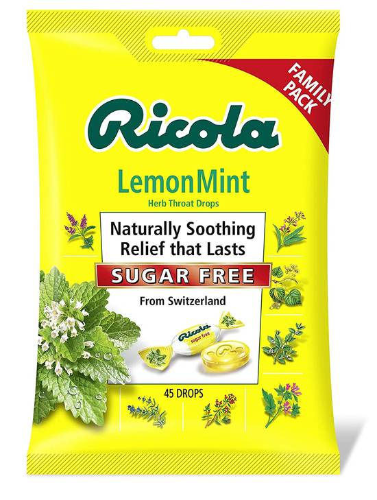 Ricola Big Bag Sugar Free Lemon Mint Cough Drops, 45-Count