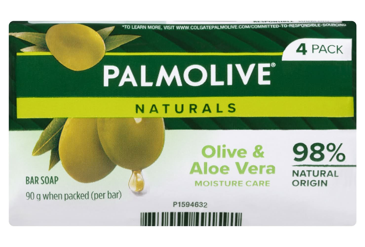 Palmolive Naturals Moisture Care Bar Soaps, Olive & Aloe Vera (4 x 90g)