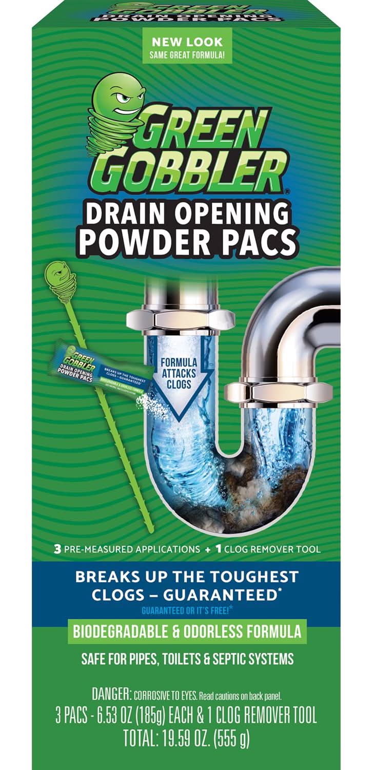 Green Gobbler Ecoworks Powder Drain Opener Pacs 6.53 Oz