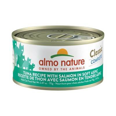 Classic Complete Cat Tuna Recipe W/ Salmon In Soft Aspic Can food, 12 Pack