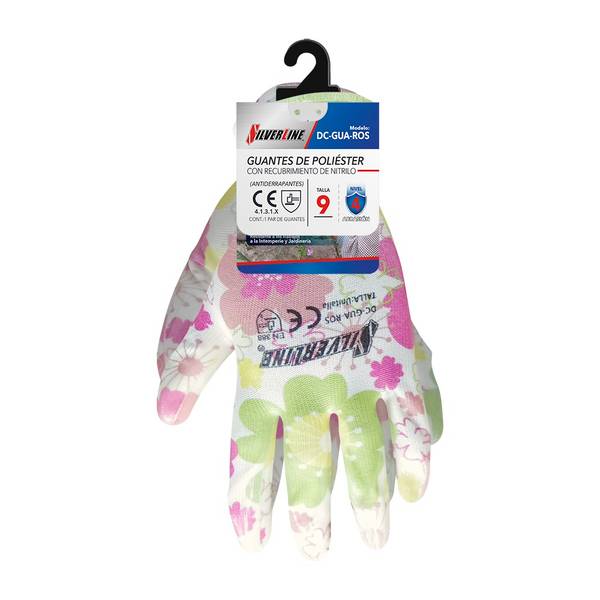 Silverline guantes de poliéster para jardinería (9/rosa - verde)