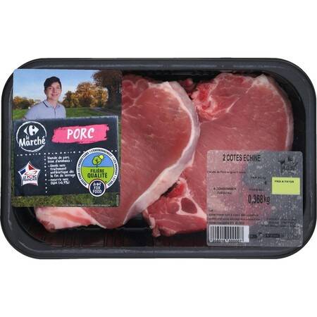 Carrefour - Viande de porc côte échine à griller (2 pièces)