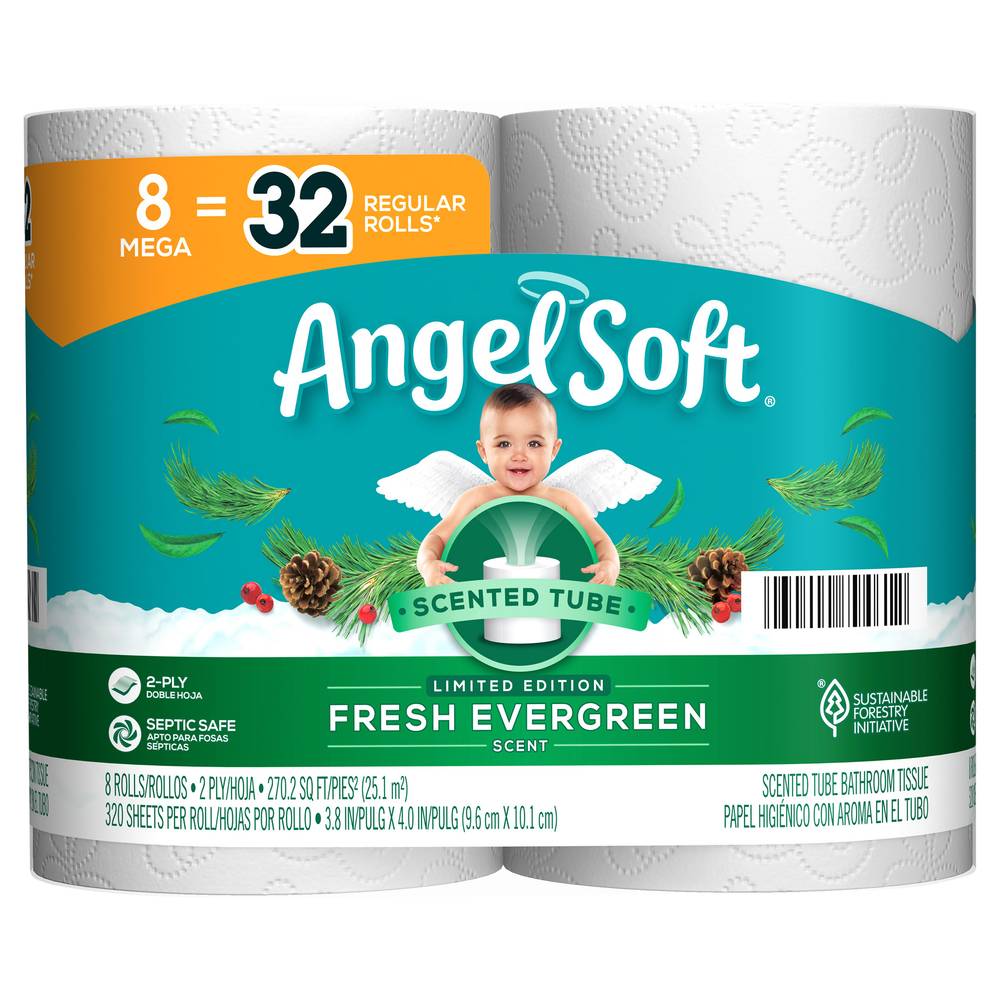 Angel Soft Fresh Evergreen Scented Toilet Paper Tube, 9.6cm*10.1cm (32 ct)