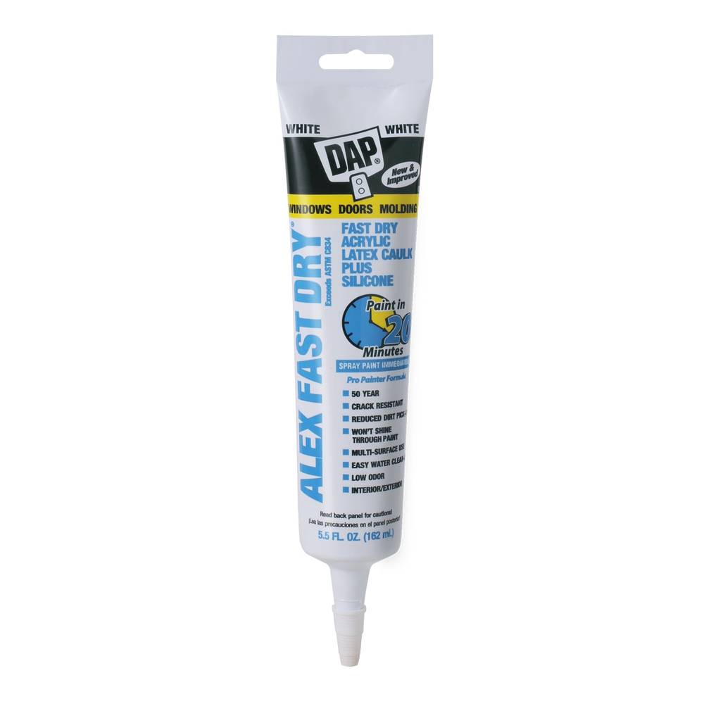 DAP ALEX Fast Dry 5.5-oz Interior Paint and Trim White Paintable Latex Caulk | 11428