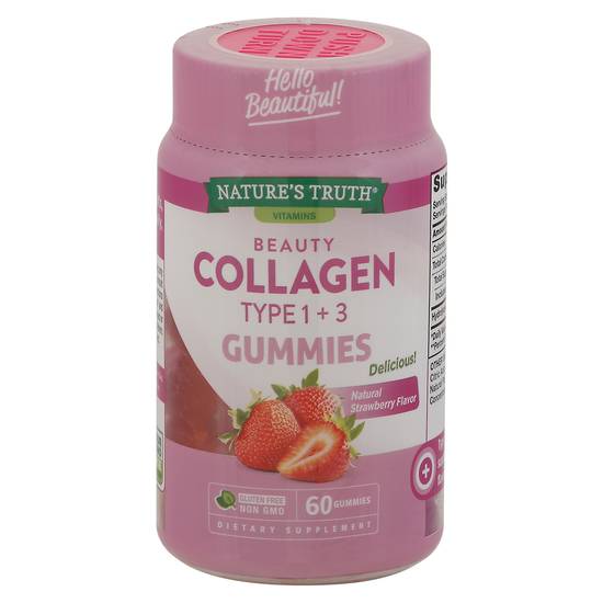 Nature Made Type 1 + 3 Natural Strawberry Flavor Beauty Collagen Gummies (60 ct)