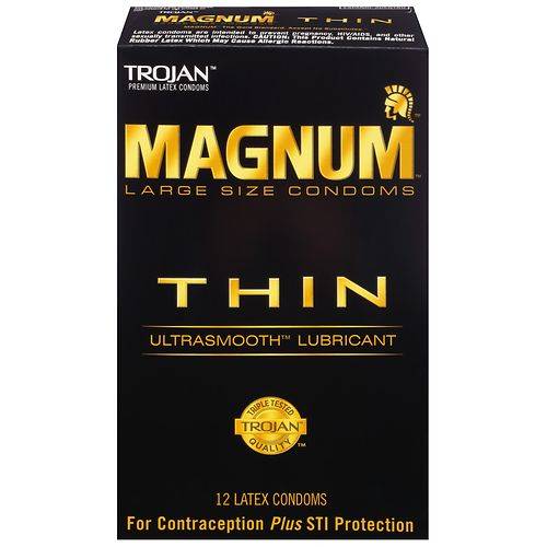 Trojan Magnum Thin Large Size Lubricated Condoms Large - 12.0 ea