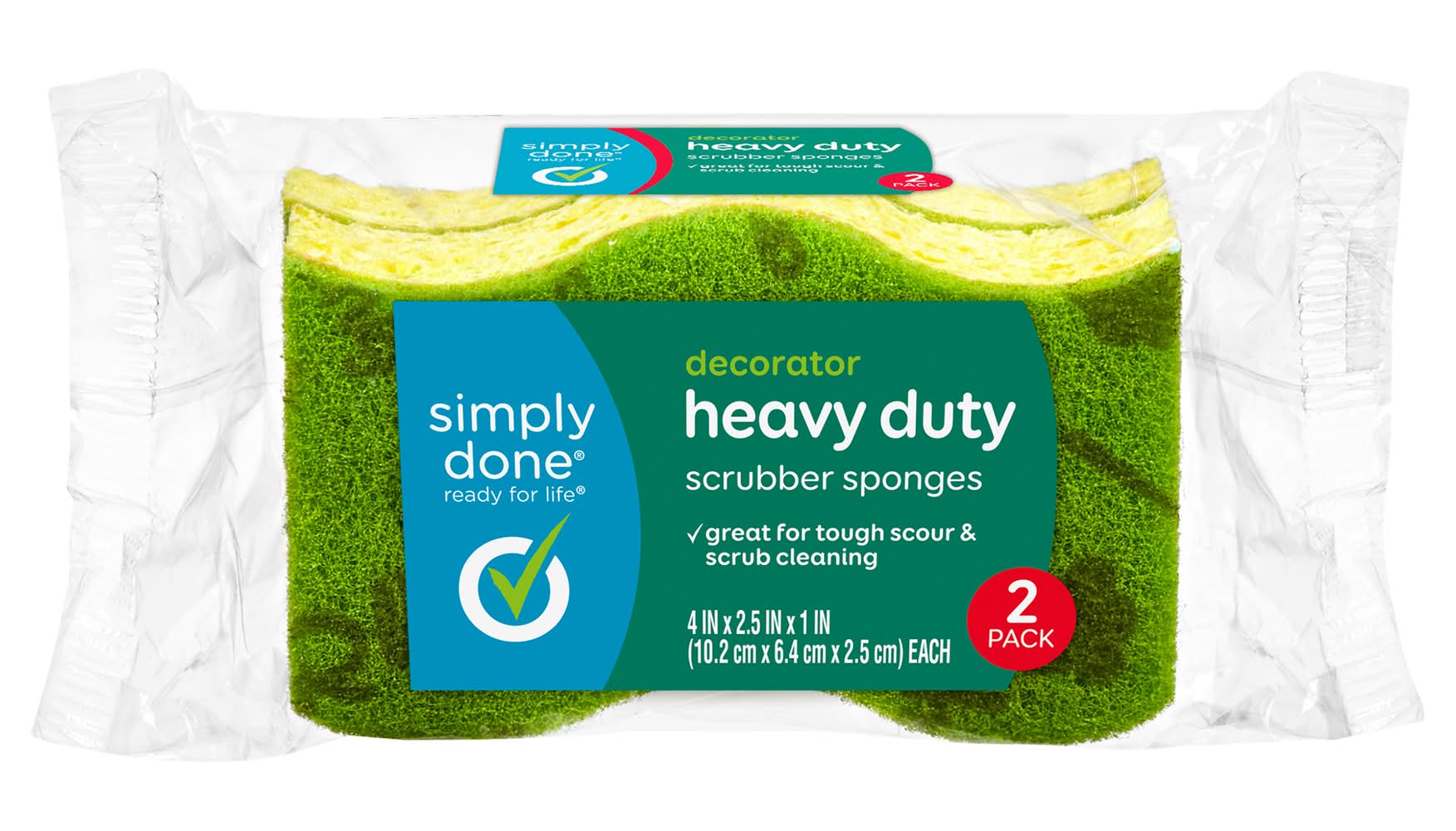 Simply Done Heavy Duty Decorator Scrubber Sponges, 4x2.5x1 in (2 ct)
