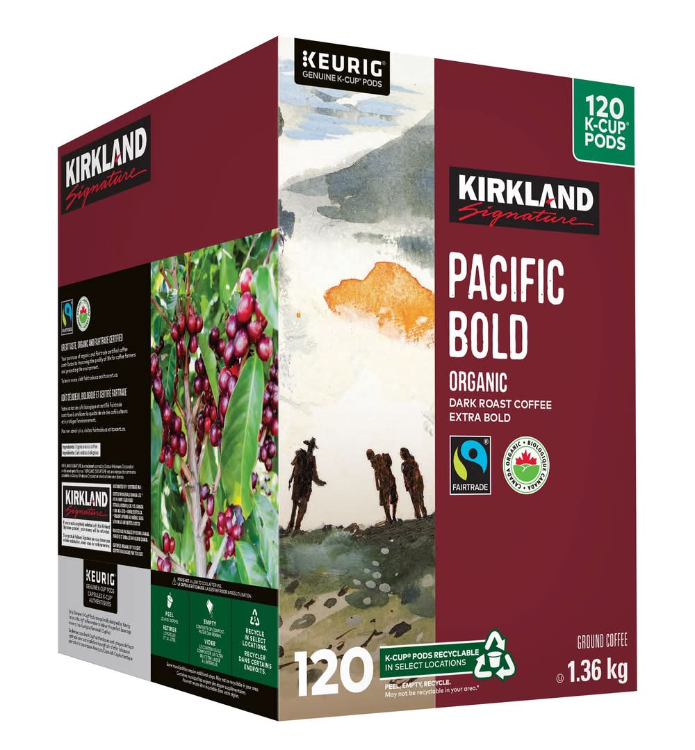 Kirkland Signature - Capsules De Café Biologique Pacifique Intense Certifié Fairtrade, 120 Godets / Kirkland Signature Pacific Bold Dark Roast Fair Trade Coffee K-Cup Pods, 120-Count