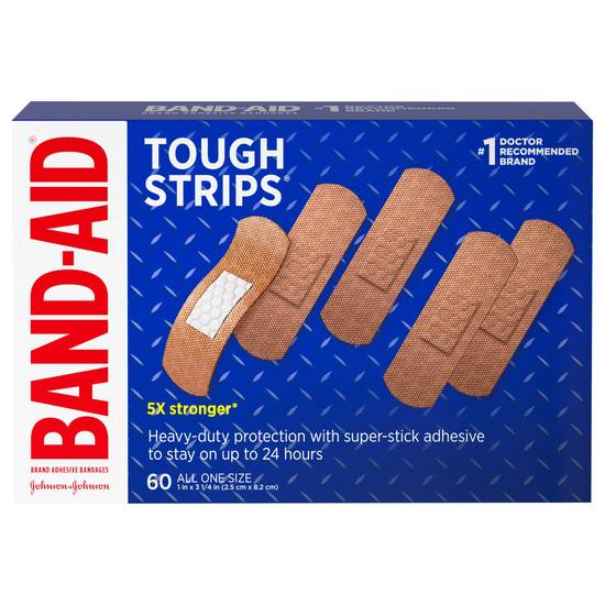 Band-Aid Johnson Johnson Tough Strips Adhesive Bandages (60 ct)