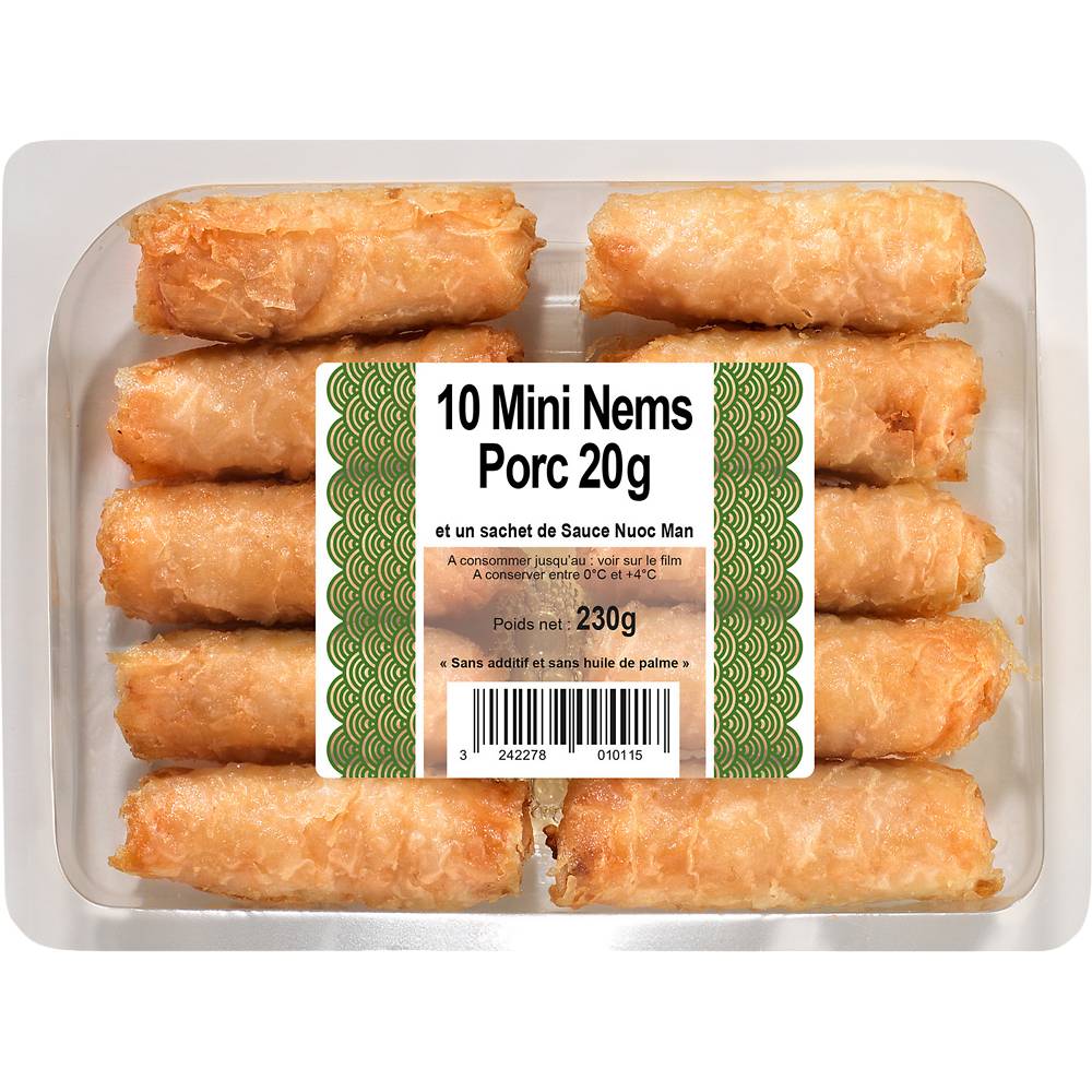 Mini nems au porc,10 pièces, 230g