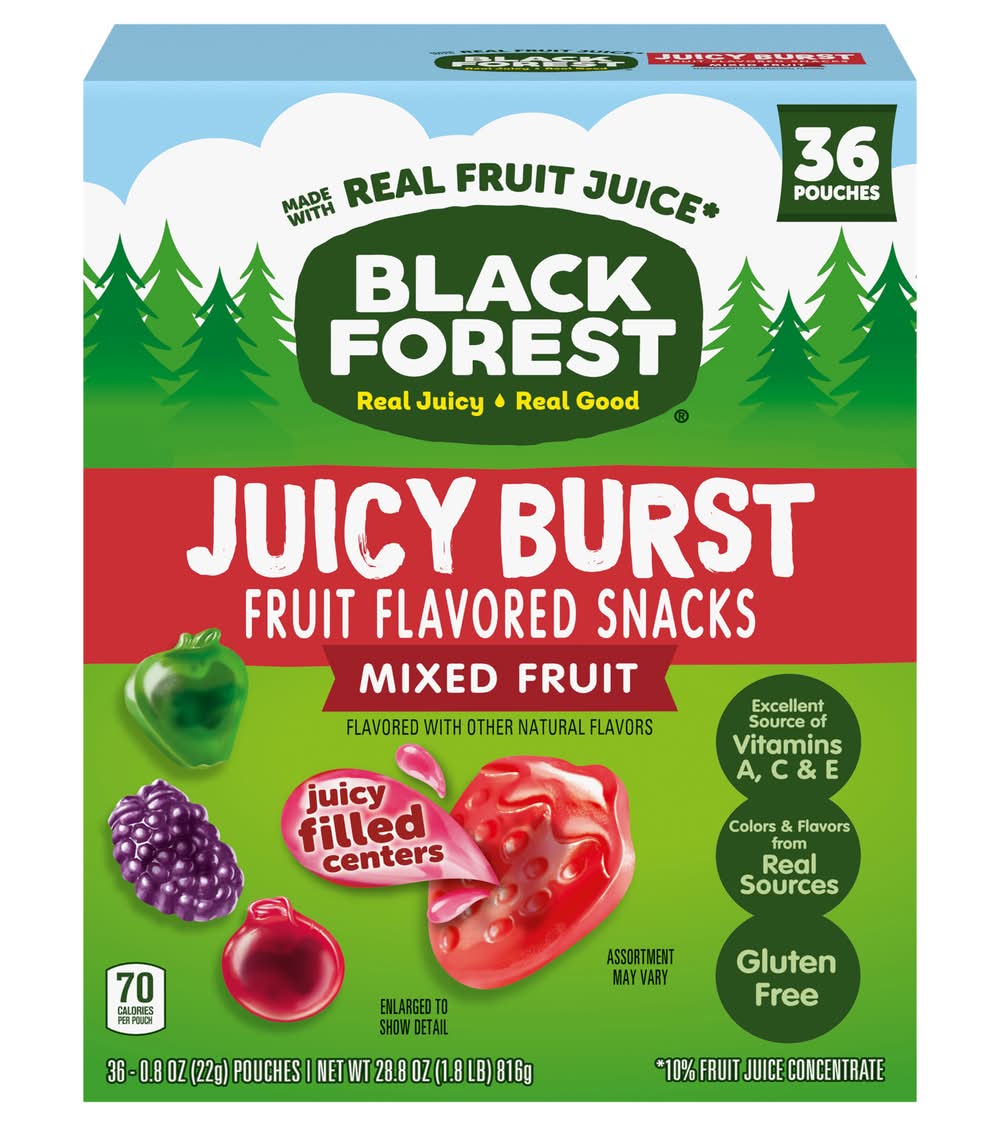 Black Forest Juicy Burst Snacks, Mixed Fruit (36 x 0.8 oz)
