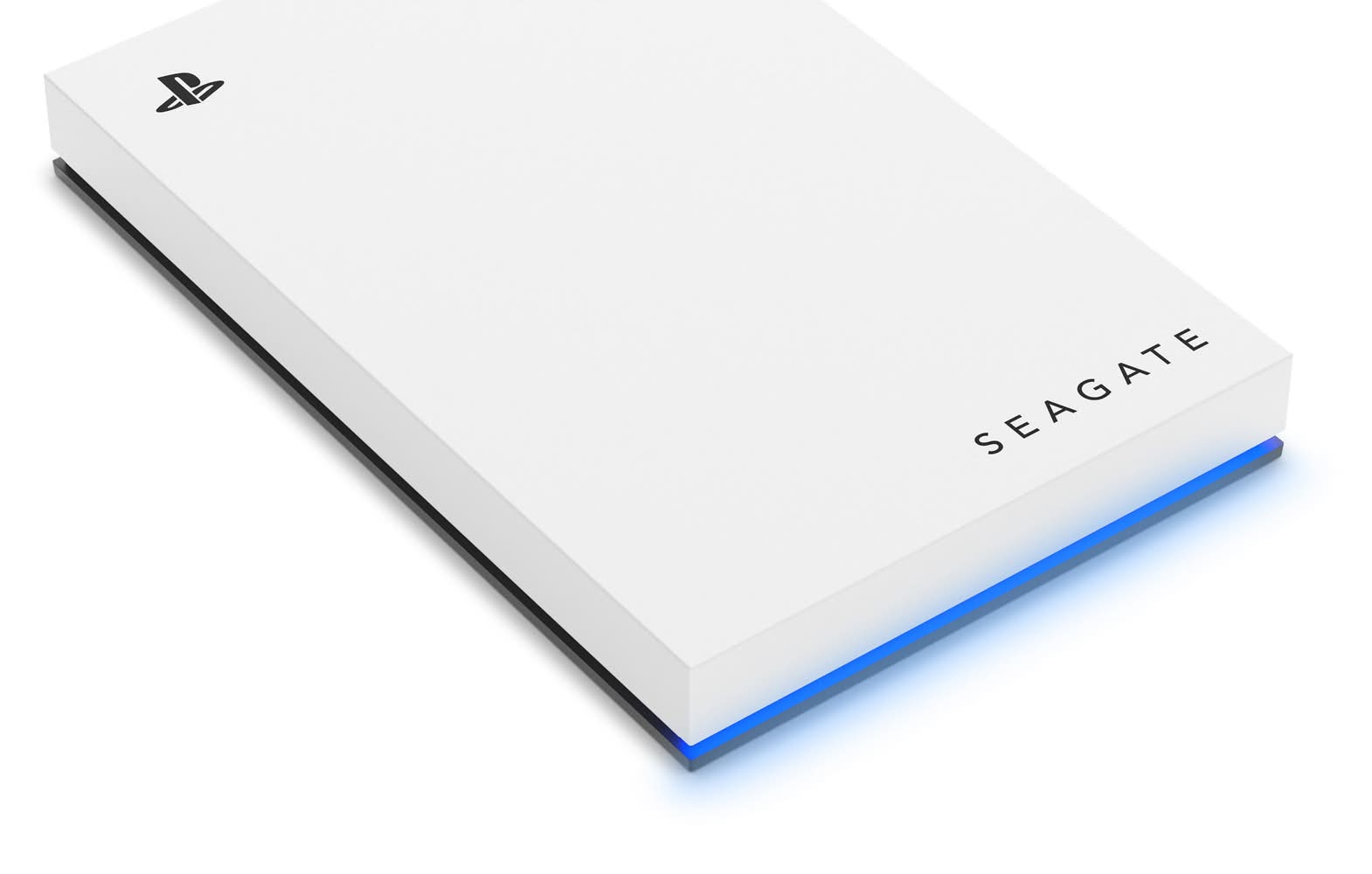 Seagate - Game Drive for PlayStation Consoles 2TB External USB 3.2 Gen 1 Portable Hard Drive with Blue LED Lighting - White