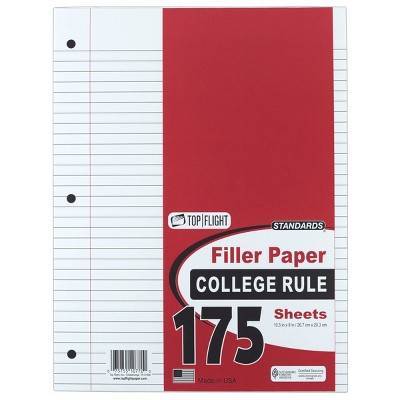 Top Flight College Ruled 175 Sheet Filler Paper (white)