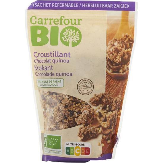 Carrefour Bio - Croustillant céréales sans huile de palme bio, chocolat quinoa (375g)