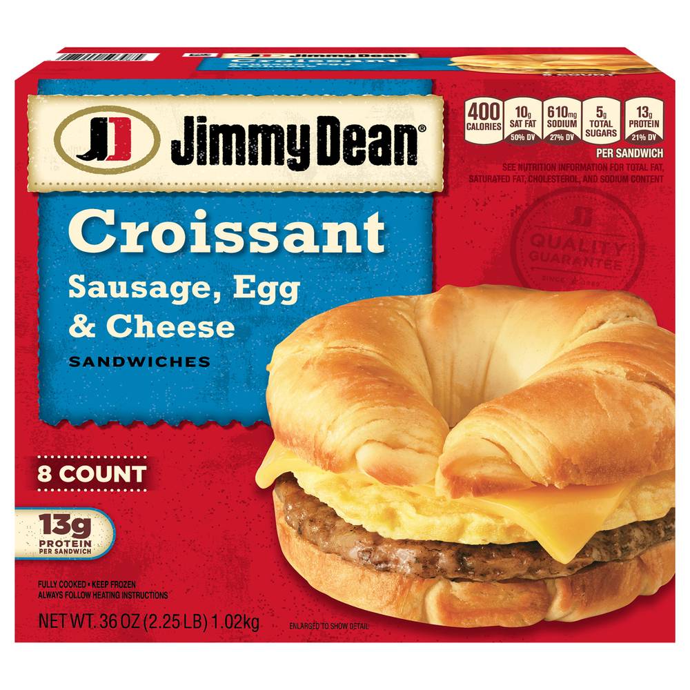 Jimmy Dean Croissant Sausage Egg and Cheese Sandwiches (2.25 lbs, 8 ct)