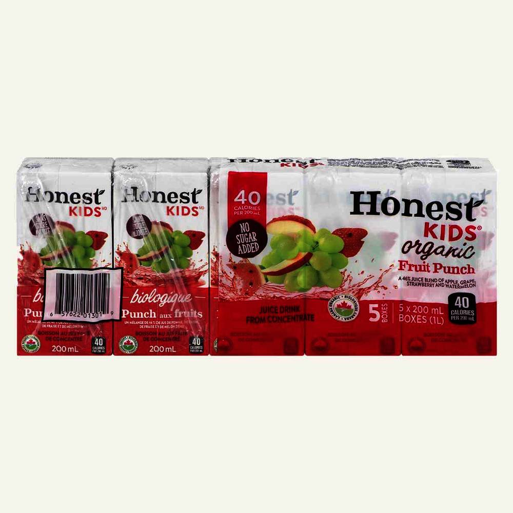 Honest Kids Organic Fruit Punch Juice (5 x 200 ml)