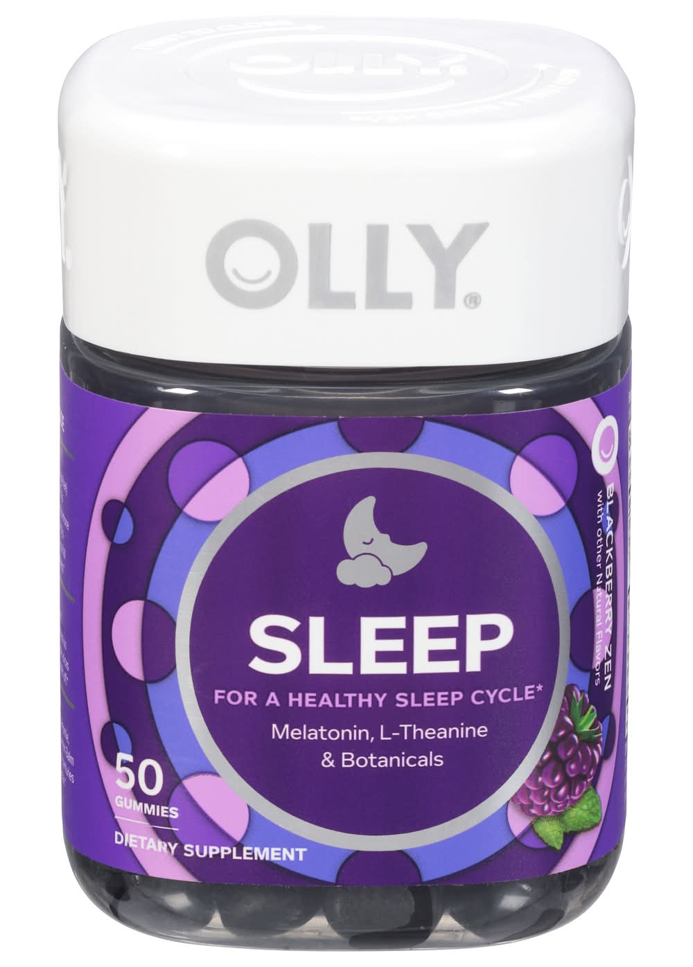 Olly Restful Sleep Aid Dietary Supplement Gummies, Blackberry Zen (50 ct)