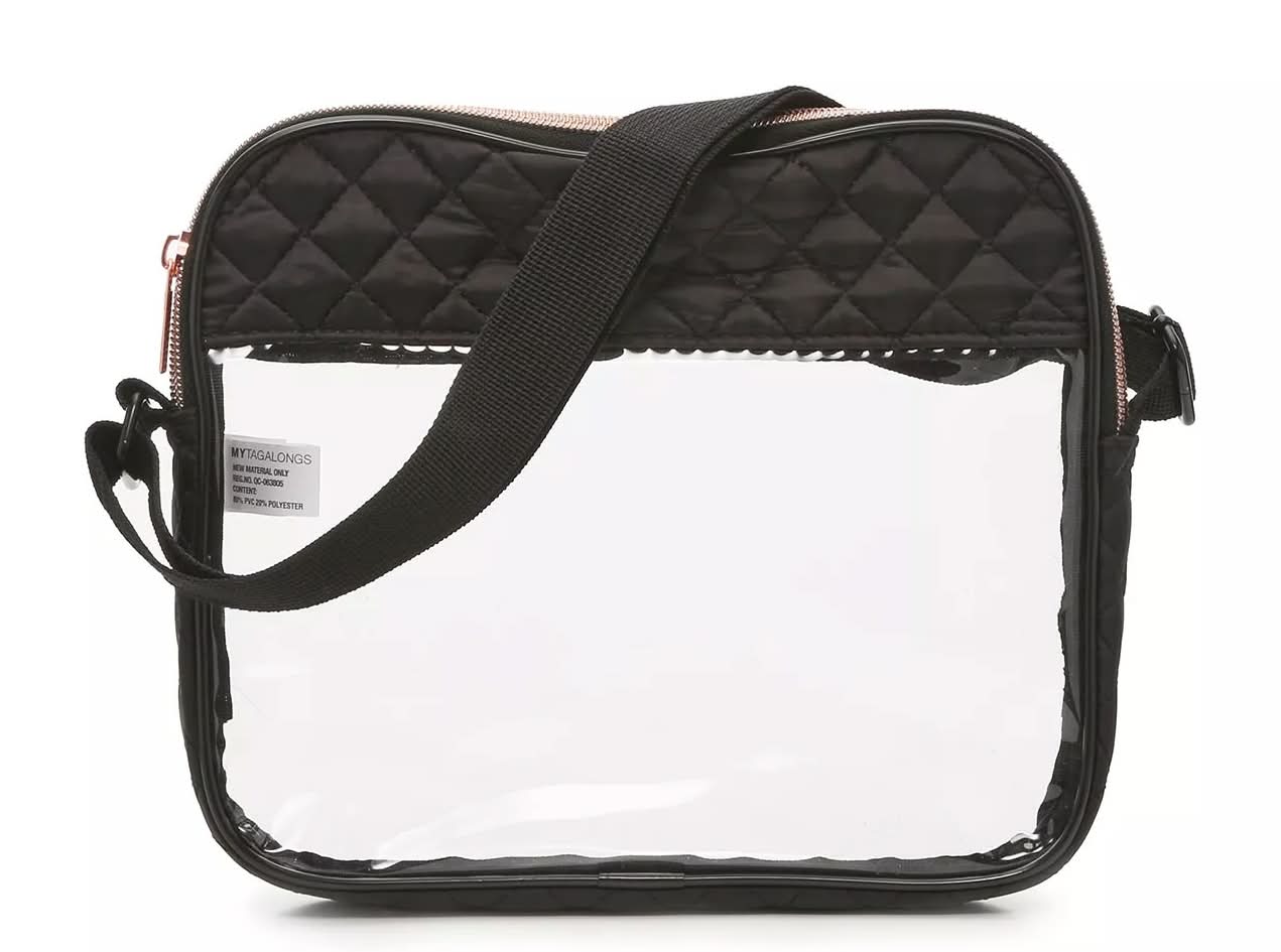 Mytagalongs Coco Quilt Stadium Crossbody Bag (Black/Clear One Size)
